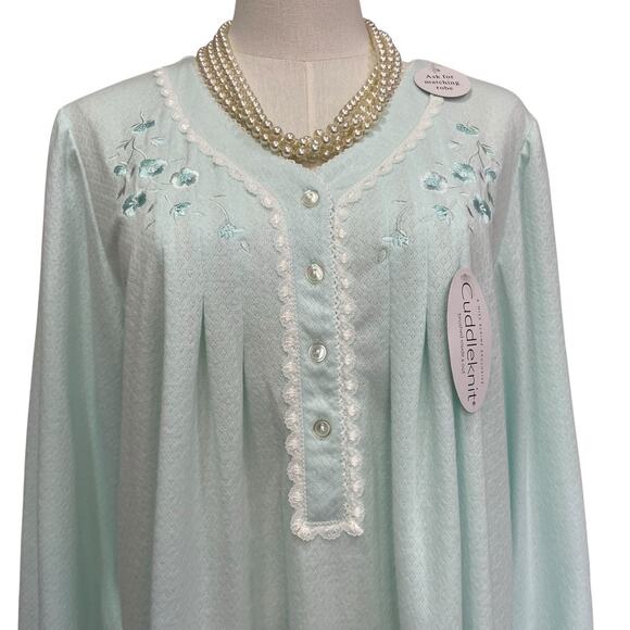 NWT Miss Elaine Cuddleknit Pastel Green Embroidered Nightgown Women’s size L - Picture 2 of 10